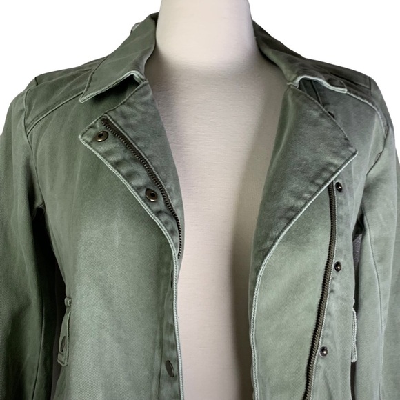 Jessica Simpson Fatigue Green Crop Denim Jacket Snaps & Zip Closure New Sz Small - Picture 7 of 16